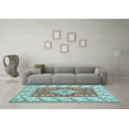 thumbnail image 3 of Ahgly Company Indoor Square Geometric Light Blue Traditional Area Rugs, 5' Square, 3 of 4