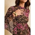 thumbnail image 4 of Women'S Print Mini Dress Y2k Bell Long Sleeve Short Dresses Going Out Party Clubbing Outfits Pink M, 4 of 8