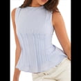 thumbnail image 2 of Blusas Casuales Sin Mangas para Mujer, Blusas de Trabajo Fruncidas, Ajustadas, Camisas de Moda 2025 Azul L, 2 of 8