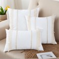 thumbnail image 2 of REGALWOVEN 2 Pcs Decorative Boho Throw Pillow Cover, Modern Textured Tufted Pillow Cover Striped for Couch Bed Sofa White 12" x 20", 2 of 6