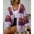 thumbnail image 5 of SWSMCLT Women's Long Sleeve Cardigan Long Sweater Knit Thick Winter Open Front Top Oversized Soft Warm Spring Purple Large, 5 of 5