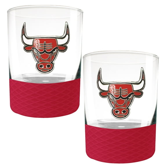 Chicago Bulls 2-Pack 14oz. Rocks Glass Set with Silcone Grip