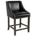 thumbnail image 2 of Flash Furniture Carmel Series 24" High Transitional Walnut Counter Height Stool with Nail Trim in Black LeatherSoft, 2 of 12