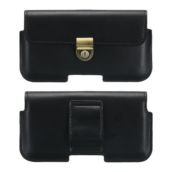 Phone Belt Holder Case for 4.7" Cell Phones, Horizontal Leather Phone Belt Pouch, Black