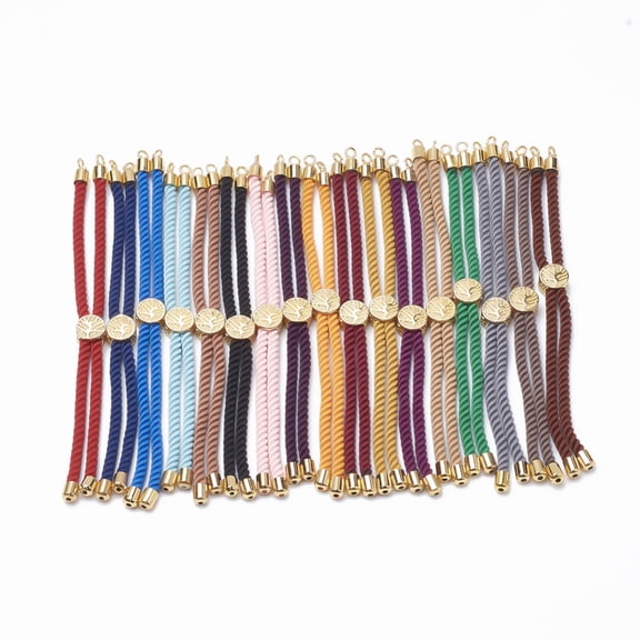 Nylon Twisted Cord Bracelet Making Slider Bracelet Making with Brass Findings Golden Mixed Color 8.7 inch~9.3 inch(22.2cm~23.8cm) 3mm hole: 1.5mm