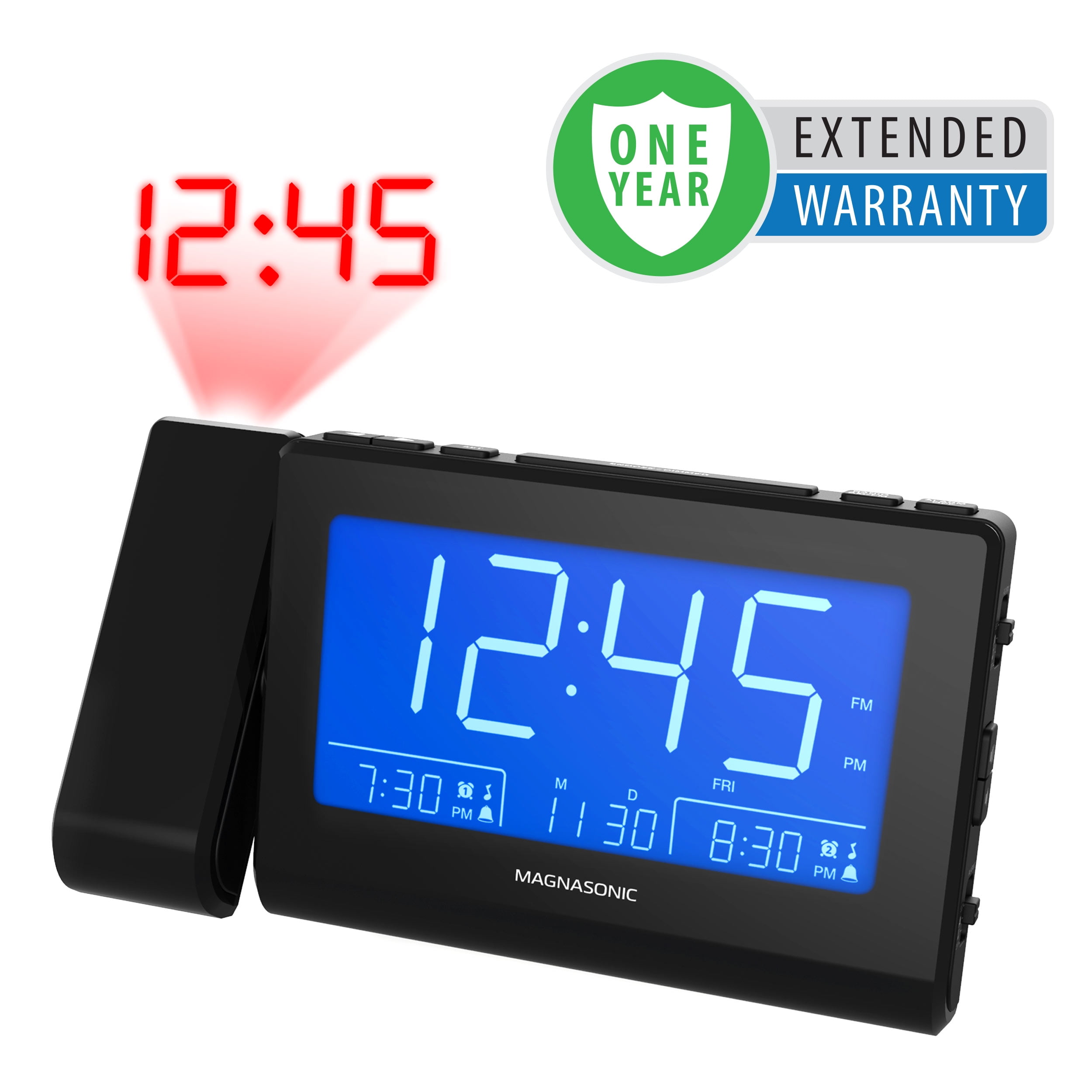 Magnasonic Alarm Clock Radio with Time Projection, Auto Dimming
