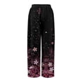 thumbnail image 4 of WTOBBY Women's Summer Boho Floral Print Wide Leg Palazzo Pants with High Waist Elastic Drawstring and Side Pockets for Comfortable Everyday Use ,Black L, 4 of 7