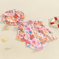 thumbnail image 3 of Kids Toddler Girls Rash Guard Swimsuit Summer Long Sleeve Floral Print Ruffle Bathing Suit Beach Wear Apricot　6-12 Months, 3 of 7