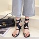 thumbnail image 1 of Sandalias sexis de moda de verano para mujer, correa en el tobillo, moda, punta cuadrada, tacón medio, tacones de estilo romano, novedad de 2023, Stilettos35 para mujer Gao Jinjia LED, 1 of 2
