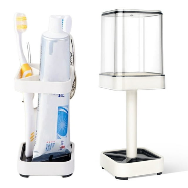 Cqxid Rack Under $10 Toothbrush Holder Stand With Cover / Cup 3 Slots Toothbrush Holders For Bathrooms Compatible With Toothpaste Conventional Toothbrushes Storage Comb Multifunctional Storage
