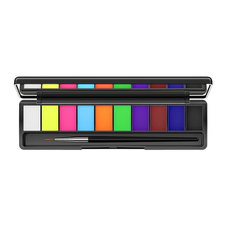 MVNSFEW Glow in The Dark Makeup Palettes Professionals Rainbow Face Paint Kit Colorful Water Based Body Paint Strokes Painting Party Supplies 8ml