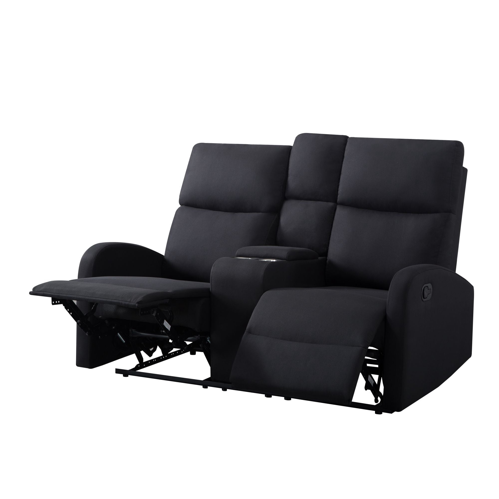 Aukfa 59.4" Recliner Loveseat, Manual Recling Sofa with Storage Console and Cup Holder for Living Room, Black