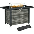 thumbnail image 1 of Outsunny Table de Foyer au Propane de 50 000 BTU avec Pare-Vent en Verre Gris, 1 of 10