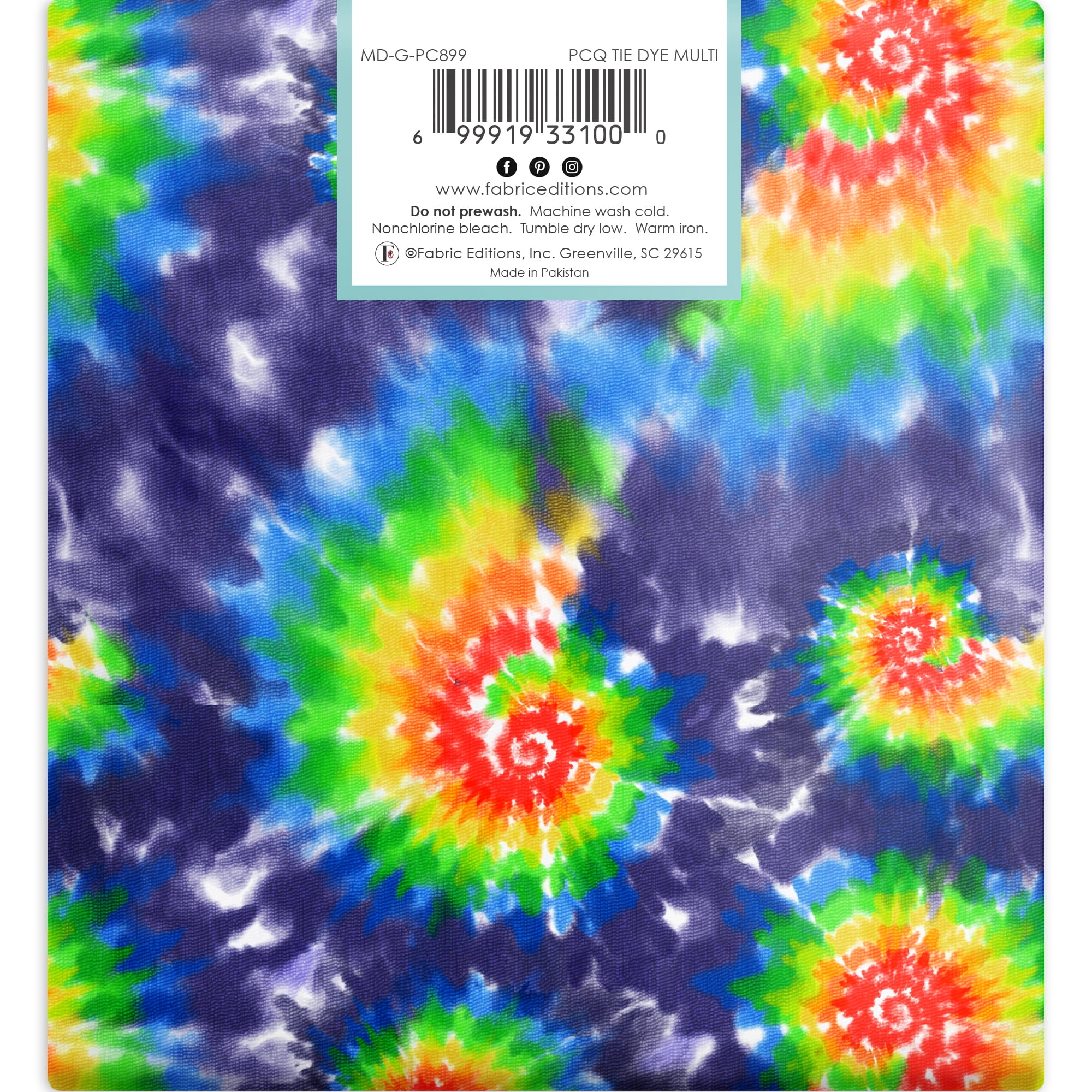 Create It 18"X21" Cotton Tie dye Precut Sewing & Craft Fabric, Multicolor 10 Pieces