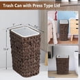thumbnail image 4 of Bathroom Small Trash Can with Lid,2.6 Gallon Small Garbage Can with Rattan Basket, Slim Wicker Wastebasket Trash Can Press Top Lid for Bathroom,Kitchen,Office,Living Room,Bedroom-Brown, 4 of 9