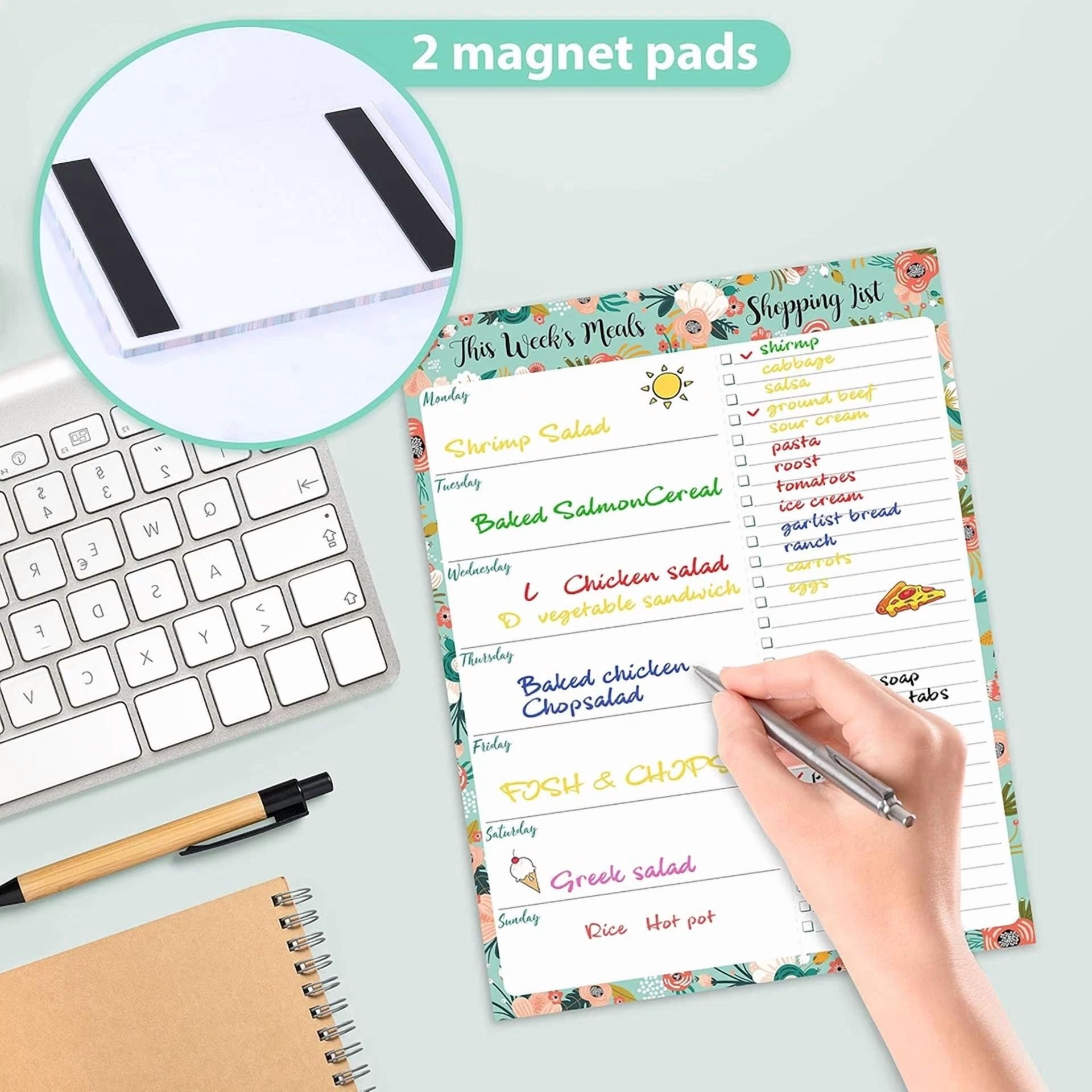Weekly Meal Planner - Grocery List Magnetic Notepads 7 X 9 Meal Planning Pad W