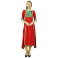 thumbnail image 2 of Bimba Women's Solid A-Line Rayon Kurti Kurta Asymmetrical Hem Designer Lace Tunic, 2 of 9