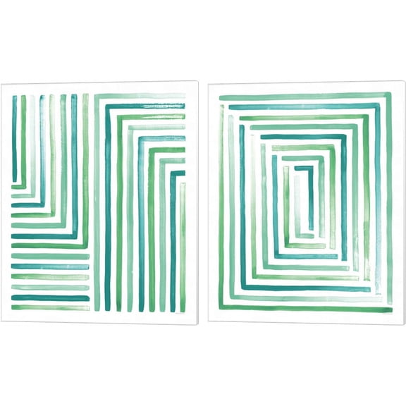 Great Art Now Sea Glass Sunset by Laura Marshall 2 Piece Canvas Art Set Each 12"W x 15"H