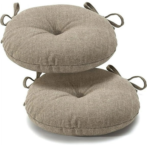 Klear Vu Bistro Outdoor Round Seat Cushions, Wellfleet Bay Woven Revolution Performance Fabric (Set of 2), Tan