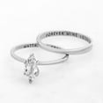 thumbnail image 3 of Vow & Forever Personalized Planet Bridal Platinum over Sterling Silver Marquise White Topaz 2-Piece Engraved Wedding Ring Set ,Women's, 3 of 4