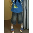 thumbnail image 5 of QWEEK Y2k Vintage Baggy Jorts Women Wide Leg Five Points Jeans Korean Streetwear Casual Oversize Washed Denim Shorts Summer, 5 of 5