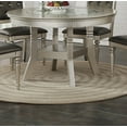 thumbnail image 3 of Traditional Formal Round Dining Table 4x Side Chairs Tufted Back Seats Upholstered Kitchen 5pc Set Silver Dining Room Furniture, 3 of 8
