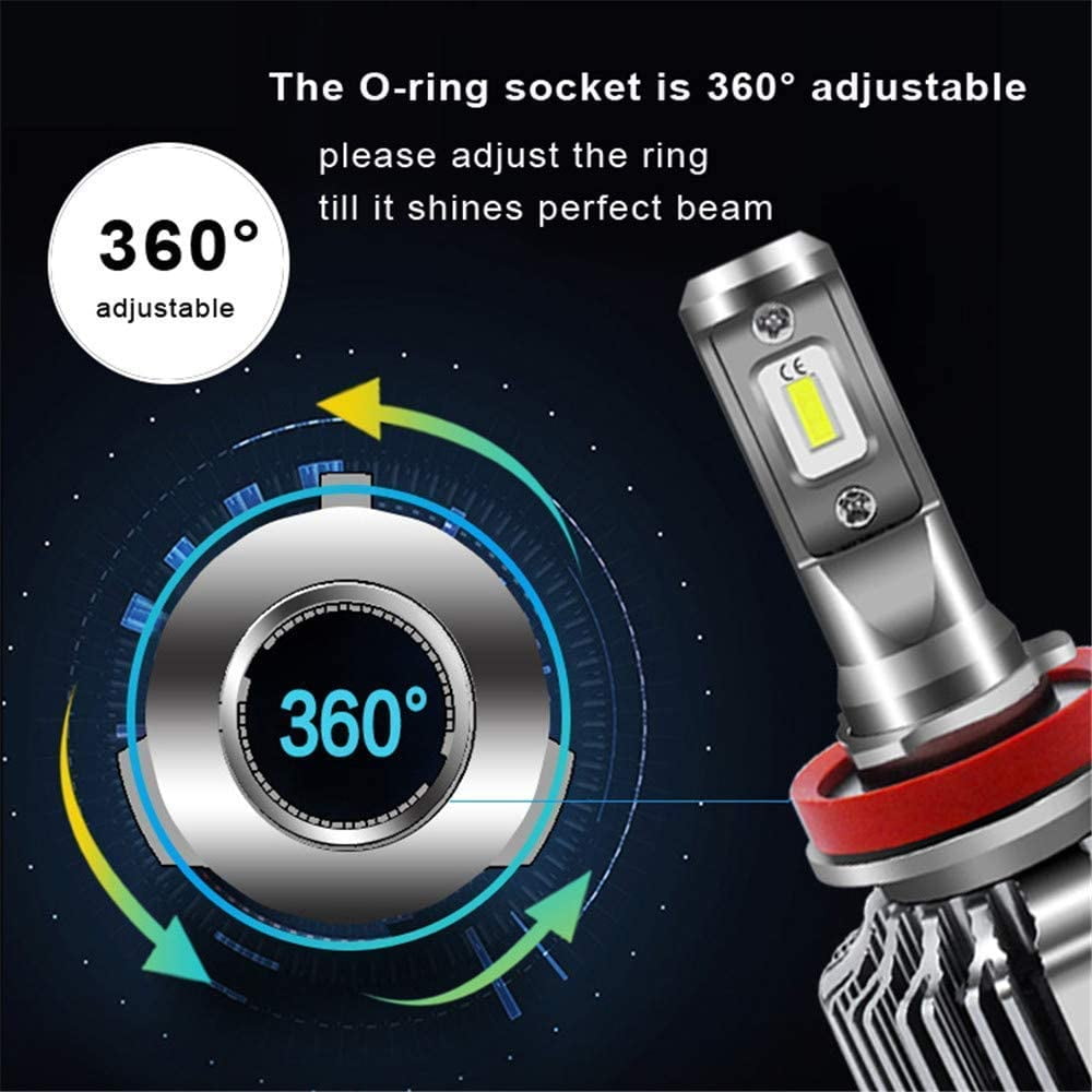 Alla Lighting 10000lm 9008 H13 LED Headlights Bulbs, 6000K Xenon White Extremely Super Bright TS-CR DRL/Headlights