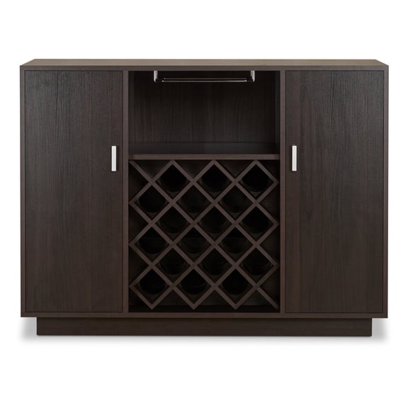 ACME Hazen Rectangular Wood Server with Wine and Stemware Rack in Espresso