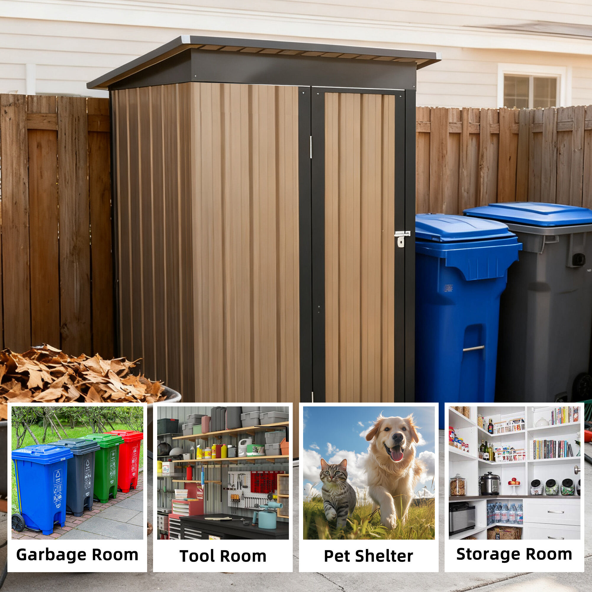 Outdoor Storage Shed 4.27FT x2.42FT Metal Garden Shed 5 X 3 FT Pent Roof with Hinge Door,Garden Storage Shed