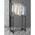 thumbnail image 3 of Livearty (TM) Clothing Rack Dry Rack Drying Rack Double Rod Clothing Metal Garment Rack for Hanging Clothes, Rolling Clothes Organizer with Bottom Shelves 80CM / 32 Inch in Length, 3 of 5