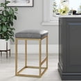 thumbnail image 1 of Nathan James Nelson Backless Pub-Height Kitchen Counter Bar Stool with Faux Leather Cushion and Metal Base, 24", Gray/Gold, 1 of 4