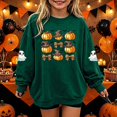 thumbnail image 3 of DJDLJWCJ Girls Halloween Fleece Sweatshirt Long Sleeve Crew Neck Oversized Graphic Pullover Kids Fall Casual Halloween Sweatshirts Green Size 7, 3 of 7