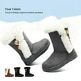 thumbnail image 5 of Women's winter snow boots Short Mid Calf fashion boot Art Resin button Faux Suede boots(Grey US9), 5 of 6