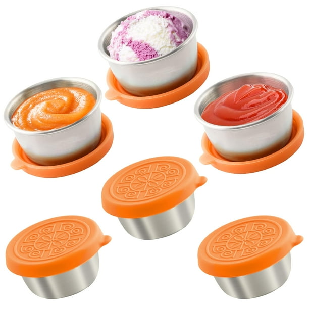 Recipientes para aderezos para ensaladas Qukaka, 50 ml, acero inoxidable, 6 unidades