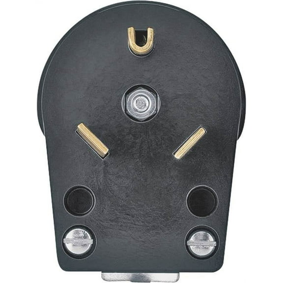 Cooper 83-BOX Grounded Angled Power Plug, 125 VAC, 30 A, 2 P, 3 W, Black