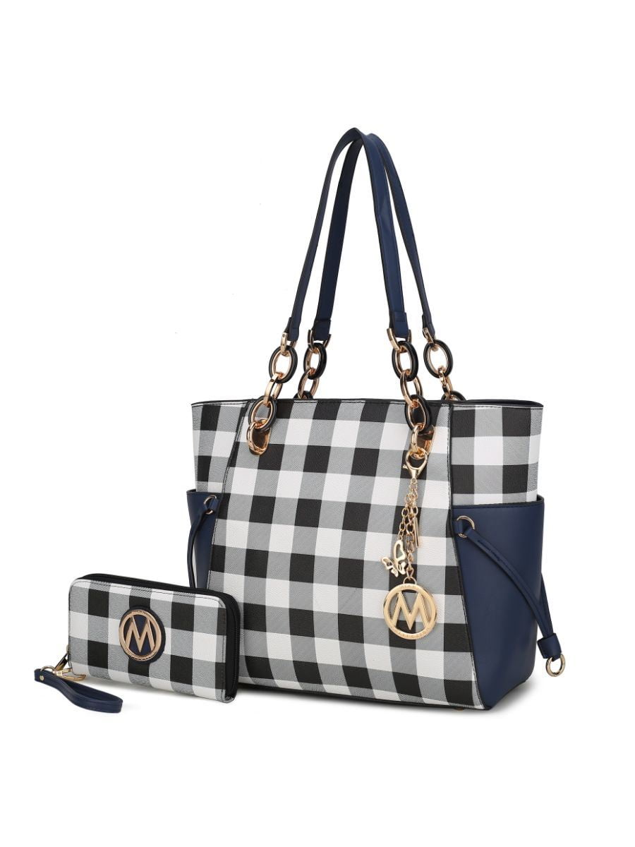MKF Collection Yale Checkered Tote Handbag with Wallet by Mia K