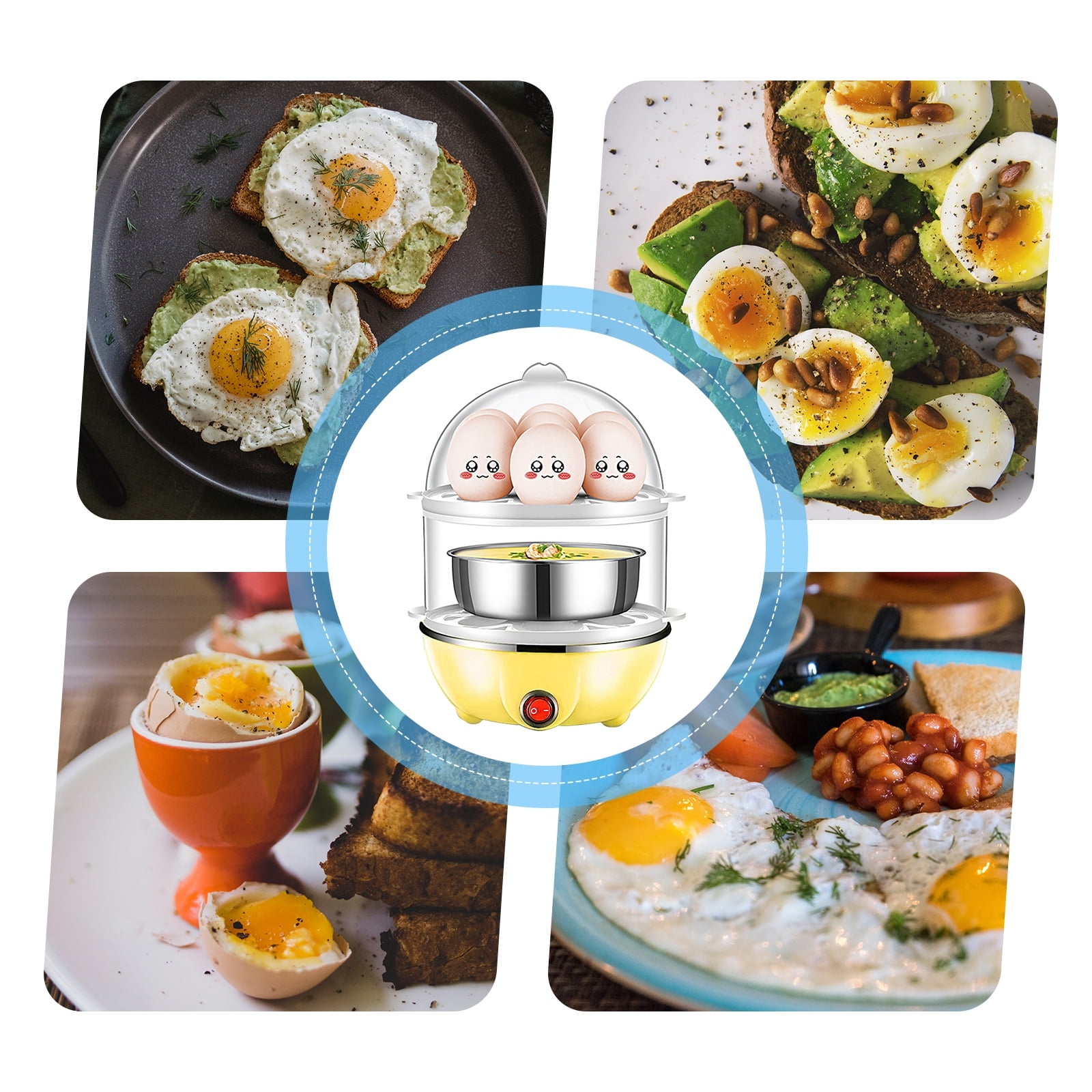 Egg Cooker Rapid Poacher Maker UP TO 14 Eggs Capacity Electric Large Egg  Boiler for Hard Boiled Eggs with Auto Shut Off Double/Single Stack Cool