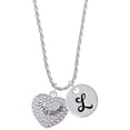 thumbnail image 1 of Delight Jewelry Silvertone Little Sister on AB Crystal Heart Silvertone Script Initial Disc - L - Charm Necklace, 20"+3", 1 of 4