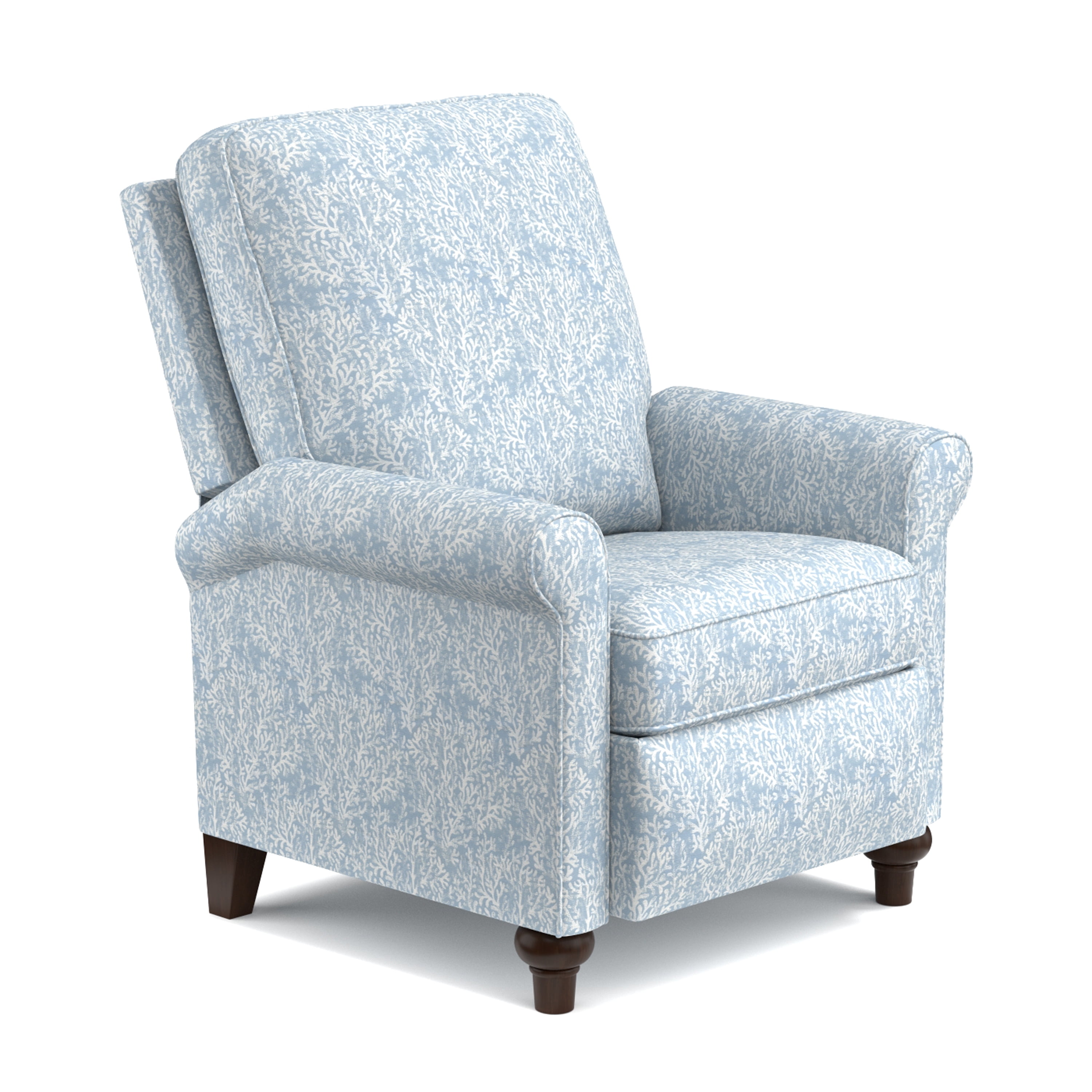 Homesvale Lincoln Push Back Recliner Chair in Blue Coral