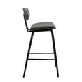 thumbnail image 6 of Armen Living Fox 28.5" Seat Height Gray Faux Leather and Black Wood Mid-Century Modern Bar Stool, 6 of 9