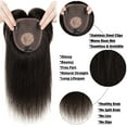 thumbnail image 2 of Benehair 10*12cm 100% Remy Human Hair Extensions Clip In Women's Topper Toupee Hairpiece With Bang Mono Base Wiglet Hair Loss Black US, 2 of 11