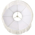 thumbnail image 5 of Victorian Inspired Lamp Shade, 6x17x11 Inches, Cream White Floral Fabric, Scalloped Edge with 2.5" Fringe, Dome Shape, Spider Harp Finial, 5 of 6