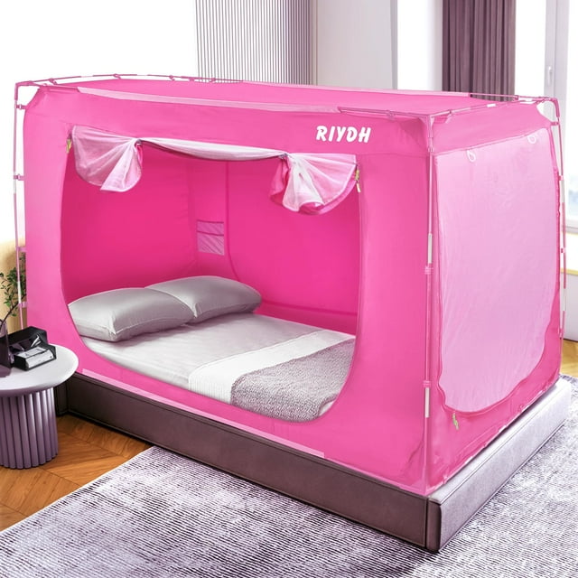 Carpa para Cama RIYDH Tamaño Completo con Oscurecimiento del 80% y 3 Puertas para Adultos/niños