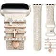 thumbnail image 1 of Correa con Floral Grabado Compatible con Apple Watch 40mm 44mm 42mm 38mm 41mm 45mm 46mm 49mm, Correas Silicona Suave con Adornos Decorativos para iWatch Series 11/10/9/8/7/6/5/4/3/2/1 SE Ultra, 1 of 20