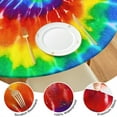 thumbnail image 3 of Tie Dye Round Vinyl Fitted Tablecloth with Elastic Edged, Waterproof Oil Proof Wipeable Table Cover for Indoor Outdoor Patio Table, Fits Round Tables Up to 40" - 44" Diameter, 3 of 6