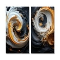 thumbnail image 2 of Designart "Black White Gold Spiral Liquid Magic" Abstract Spirals Wall Art Set Of 2 - Transitional Gold Gallery Wall Set For Home Decor, 2 of 6