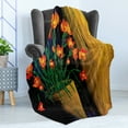 thumbnail image 4 of Flower Soft Flannel Fleece Throw Blanket, Oil Painting Composition with Botanical Vase Design Weathered, Cozy Plush for Indoor and Outdoor Use, 50" x 60", Vermilion Blue, by Ambesonne, 4 of 5