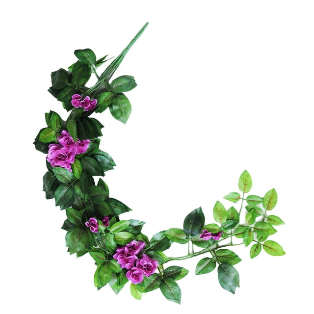 Guirnalda de rosas artificiales Simulación Decoración floral Colgante de pared para el hogar Vid de flor de rosa falsa, Púrpura Inevent HA8234-05B