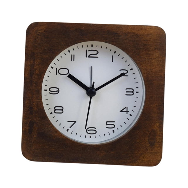 Reloj despertador silencioso, reloj de escritorio, práctico, sencillo, con luz nocturna, reloj analógico, reloj de mesa para adultos y adolescentes, Marrón