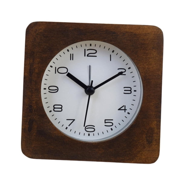 Reloj despertador silencioso, práctico, sin ruido, fácil de usar, reloj de escritorio, reloj de mesa para Marrón